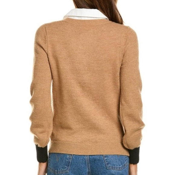 Nanette Lepore Preppy Casual Workwear Twofer Knit Sweater Blouse Camel/Tan XS - Picture 5 of 13